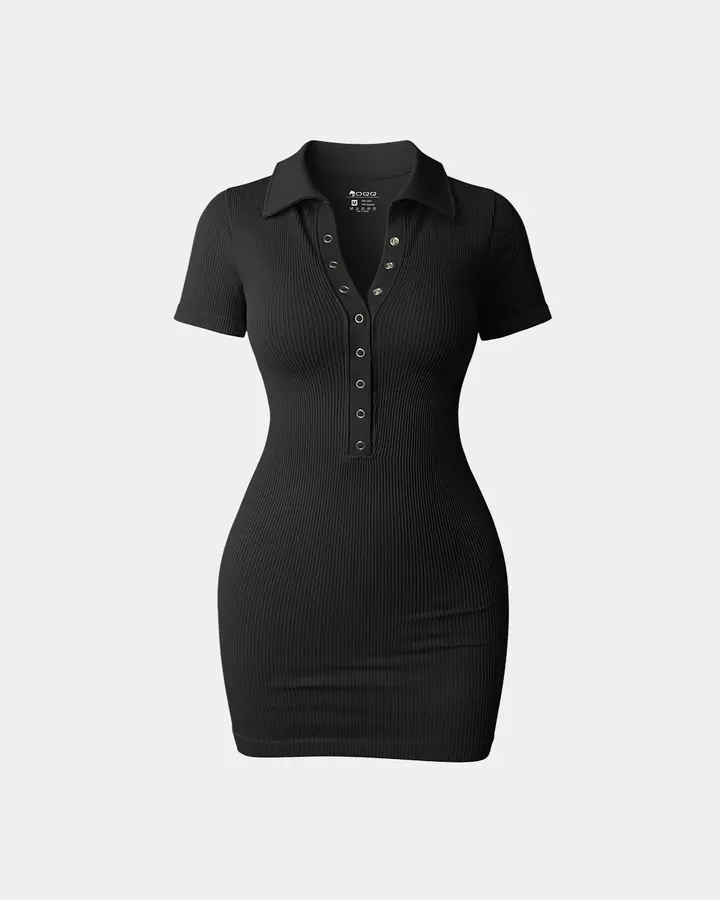 Short Sleeve Mini Dress de OQQ — Black, vista 1