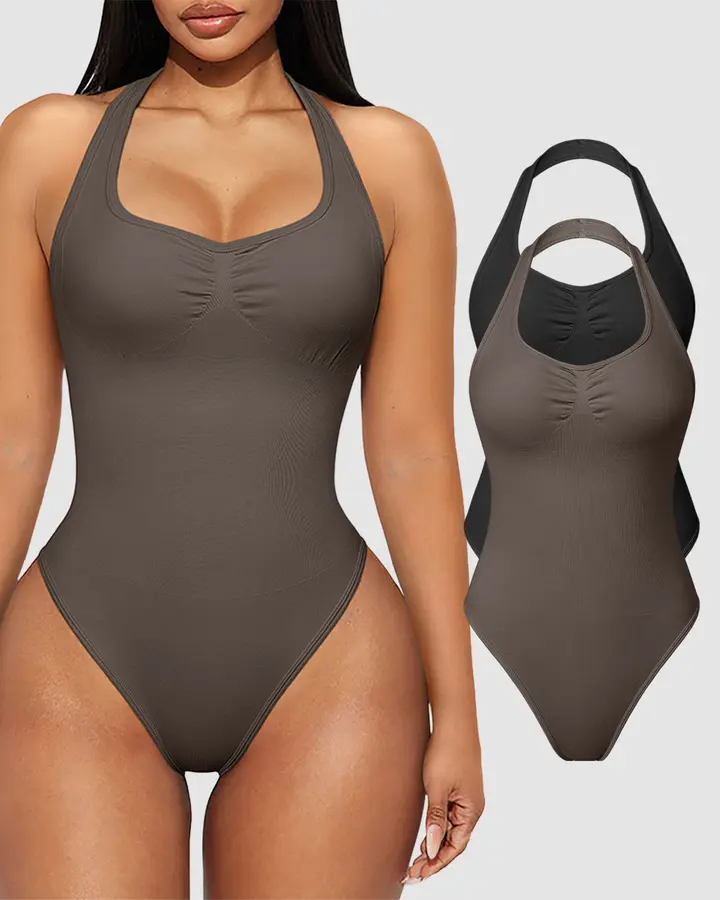 Women's 2 Piece Backless Bodysuits de OQQ — Black.TeaLeaf, vista 1