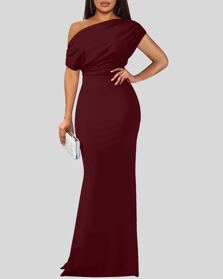 Women's Elegant Sleeveless Off Shoulder Bodycon de OQQ — winered, vista 1