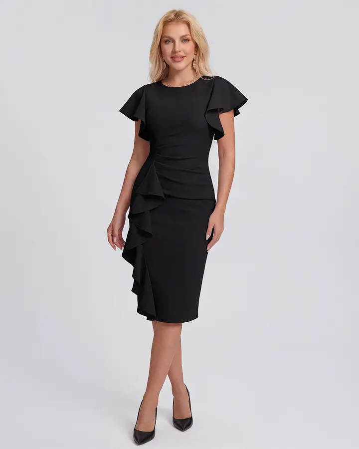 Women's Ruffle Party Dress de OQQ — Black, vista 1