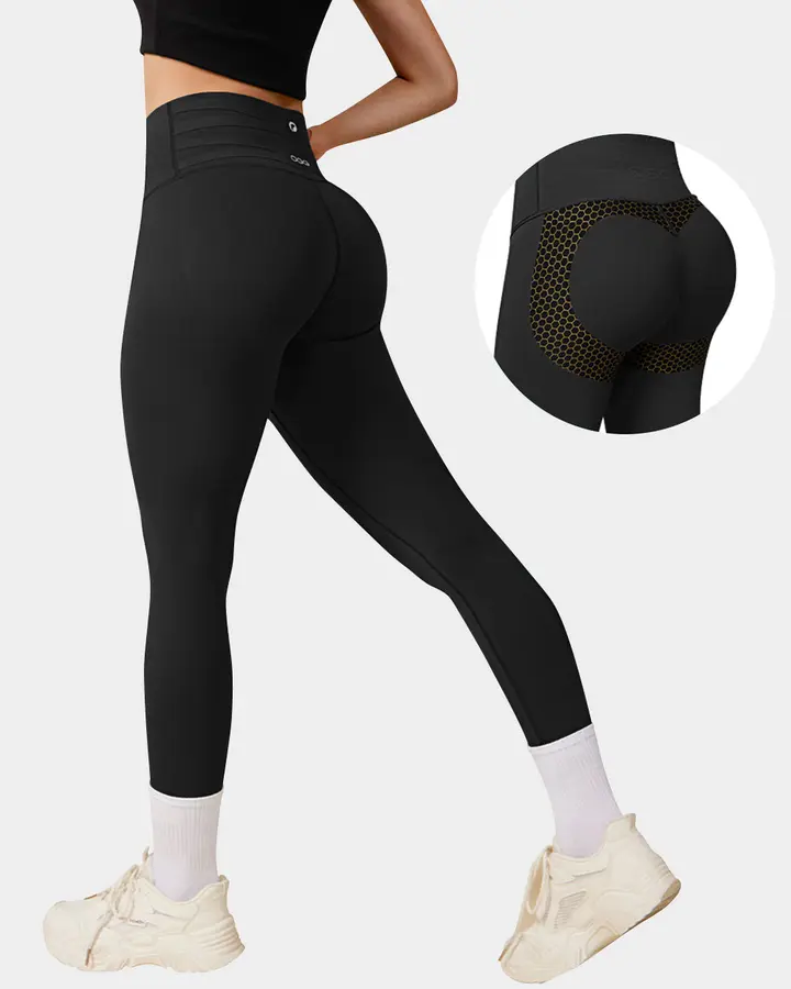 Women's Seamless Yoga Leggings de OQQ — Black, vista 1